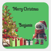 cute robot Christmas holiday Sticker (Vorderseite)