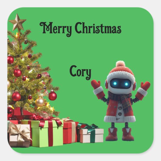cute robot Christmas holiday Sticker (Vorderseite)