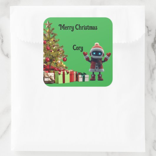 cute robot Christmas holiday Sticker (Tasche)