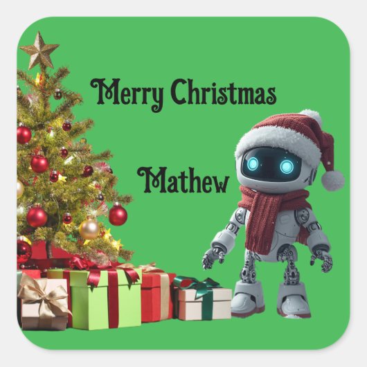 cute robot Christmas holiday Sticker (Vorderseite)
