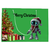 cute robot Christmas holiday tech Gift Bag Große Geschenktüte (Rückseite)