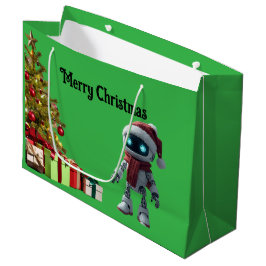 cute robot Christmas holiday tech Gift Bag Große Geschenktüte