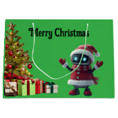 cute robot Christmas holiday tech Gift Bag Große Geschenktüte (Vorderseite)