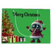 cute robot Christmas holiday tech Gift Bag Große Geschenktüte (Rückseite)