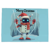 cute robot Christmas holiday tech Gift Bag Große Geschenktüte (Rückseite)