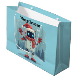 cute robot Christmas holiday tech Gift Bag Große Geschenktüte