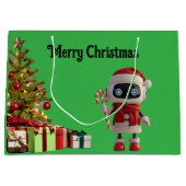 cute robot Christmas holiday tech Gift Bag Große Geschenktüte (Vorderseite)
