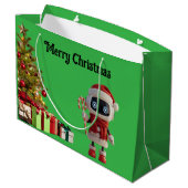 cute robot Christmas holiday tech Gift Bag Große Geschenktüte (Rückseite Schrägansicht)