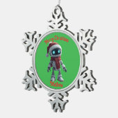 cute robot Christmas Snowflake Framed Ornament (Rechts)