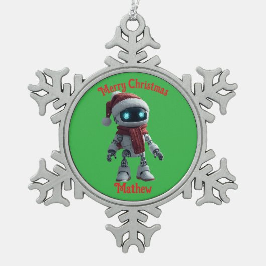 cute robot Christmas Snowflake Framed Ornament (Vorderseite)