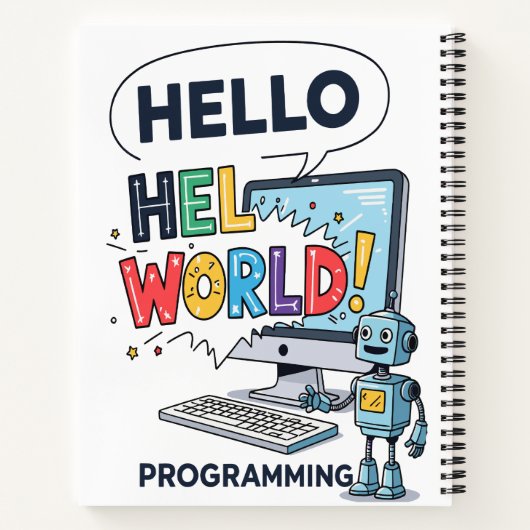 Cute Robot Hello World Programmer Notebook  Notizblock (Rückseite)
