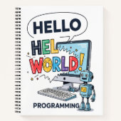 Cute Robot Hello World Programmer Notebook  Notizblock (Vorderseite)
