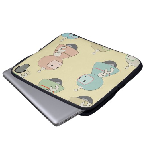 Cute Robot Pattern Laptopschutzhülle (Vorne Knopf)