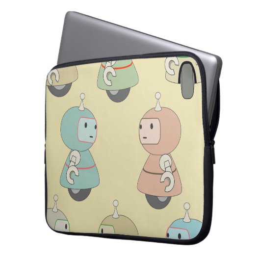 Cute Robot Pattern Laptopschutzhülle (Vorderseite Links)