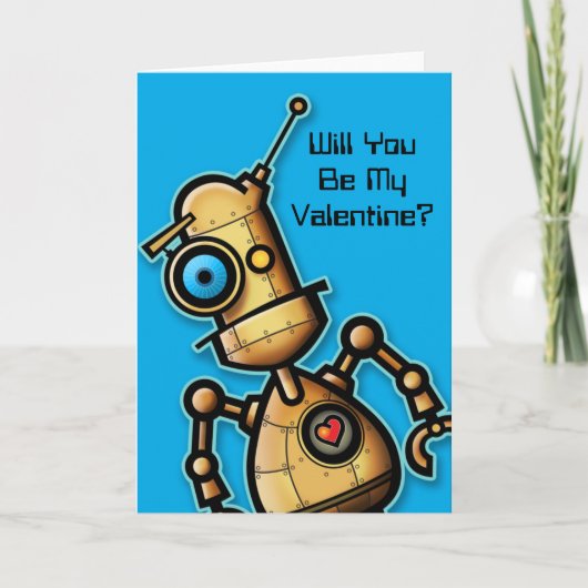 Cute Robot Valentine Feiertagskarte (Vorderseite)