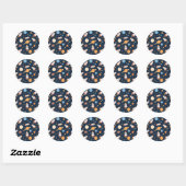 Cute Rockets Planets Space Pattern Runder Aufkleber (Blatt)