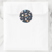 Cute Rockets Planets Space Pattern Runder Aufkleber (Tasche)
