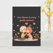 Cute Romantic Anime Couple - Love Moment Karte (Gelbe Blume)