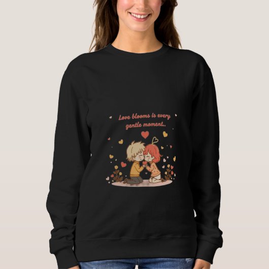 Cute Romantic Anime Couple - Love Moment Sweatshirt (Vorderseite)