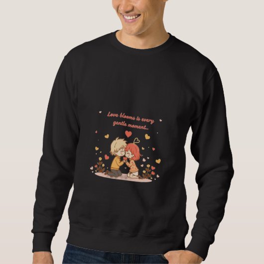 Cute Romantic Anime Couple - Love Moment Sweatshirt (Vorderseite)
