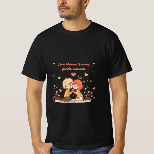 Cute Romantic Anime Couple - Love Moment T-Shirt (Vorderseite)