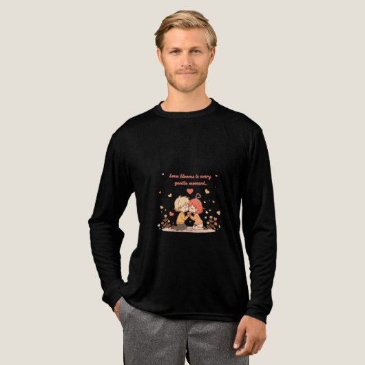 Cute Romantic Anime Couple - Love Moment Tri-Blend Shirt (Volle Vorderseite)