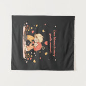 Cute Romantic Anime Couple - Love Moment Wandteppich (Vorderseite (Horizontal))