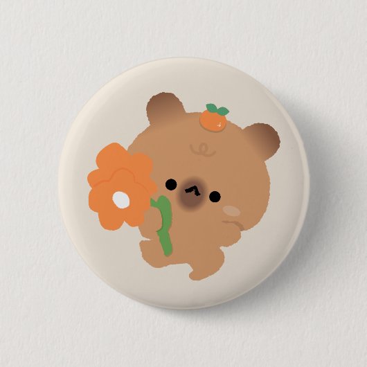 Cute Romantic Capybara Button (Vorderseite)