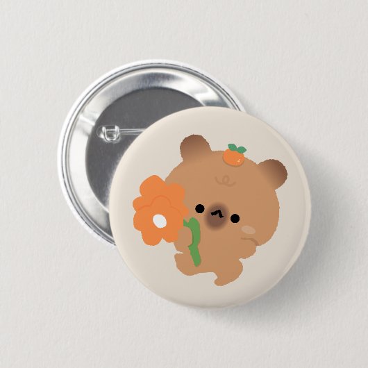 Cute Romantic Capybara Button (Vorne & Hinten)