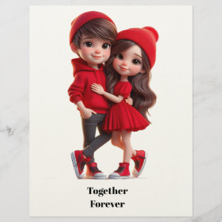 Cute Romantic Couple Card – A Happy Valentine Briefbogen