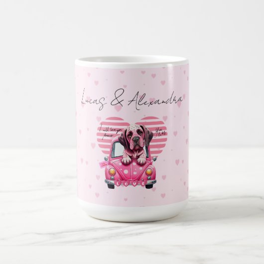 Cute Romantic Couple Names Valentines Day Kaffeetasse (Mittel)