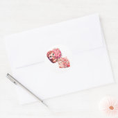 Cute Romantic Floral Hedgehog Duo Illustration Runder Aufkleber (Umschlag)