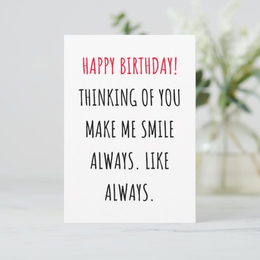 Cute romantic happy birthday card dankeskarte (Stehend Vorderseite)