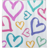 Cute Romantic Pastel Hearts Duschvorhang (Vorderseite)