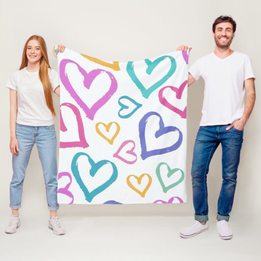 Cute Romantic Pastel Hearts Fleecedecke (Beispiel)