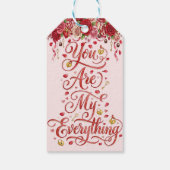 Cute Romantic Red & Pink Watercolor Love Pattern Geschenkanhänger (Rückseite)