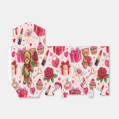 Cute Romantic Red & Pink Watercolor Love Pattern Geschenkschachtel (Ungefaltet)