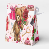 Cute Romantic Red & Pink Watercolor Love Pattern Geschenkschachtel (Rückseite)