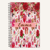 Cute Romantic Red & Pink Watercolor Love Pattern Notizblock (Vorderseite)