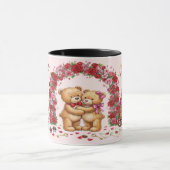 Cute Romantic Red & Pink Watercolor Love Pattern Tasse (Zentrum)