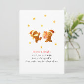 Cute Romantic Wife Christmas Card Feiertagskarte (Stehend Vorderseite)