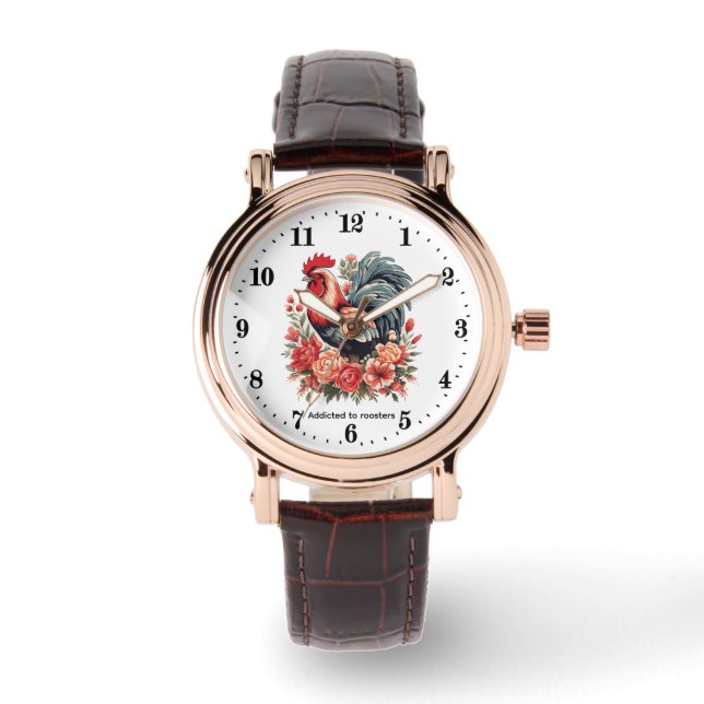 Cute rooster lovers customizable armbanduhr (Vorderseite)