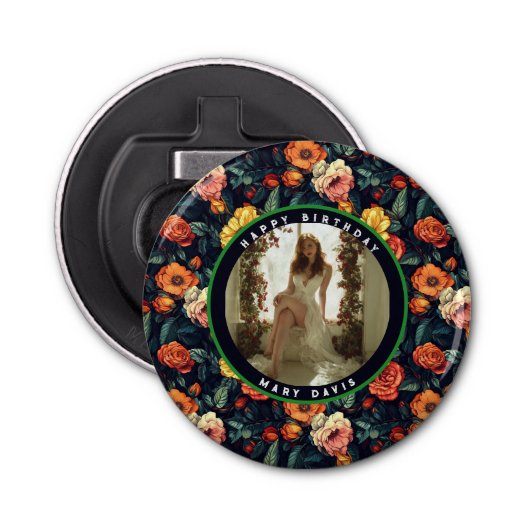 Cute Rose Flower Spring Birthday Flaschenöffner (Vorderseite)