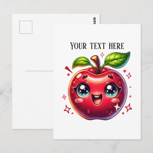 Cute roter Apfel anpassbar Postkarte (Vorne/Hinten)