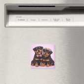 Cute Rottweiler Couple Valentine Illustration Magnet (In Situ (Geschirrspüler))