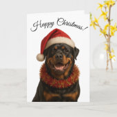 Cute Rottweiler in a Santa hat Christmas card Karte (Gelbe Blume)