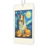 Cute Rough Collie Dog Halloween Jack O Lantern Pum Autolufterfrischer (Links)