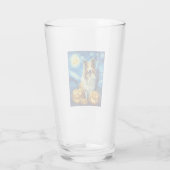 Cute Rough Collie Dog Halloween Jack O Lantern Pum Glas (Rückseite)
