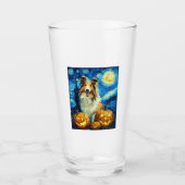 Cute Rough Collie Dog Halloween Jack O Lantern Pum Glas (Vorderseite)