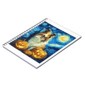 Cute Rough Collie Dog Halloween Jack O Lantern Pum Notizblock (Linke Seite)